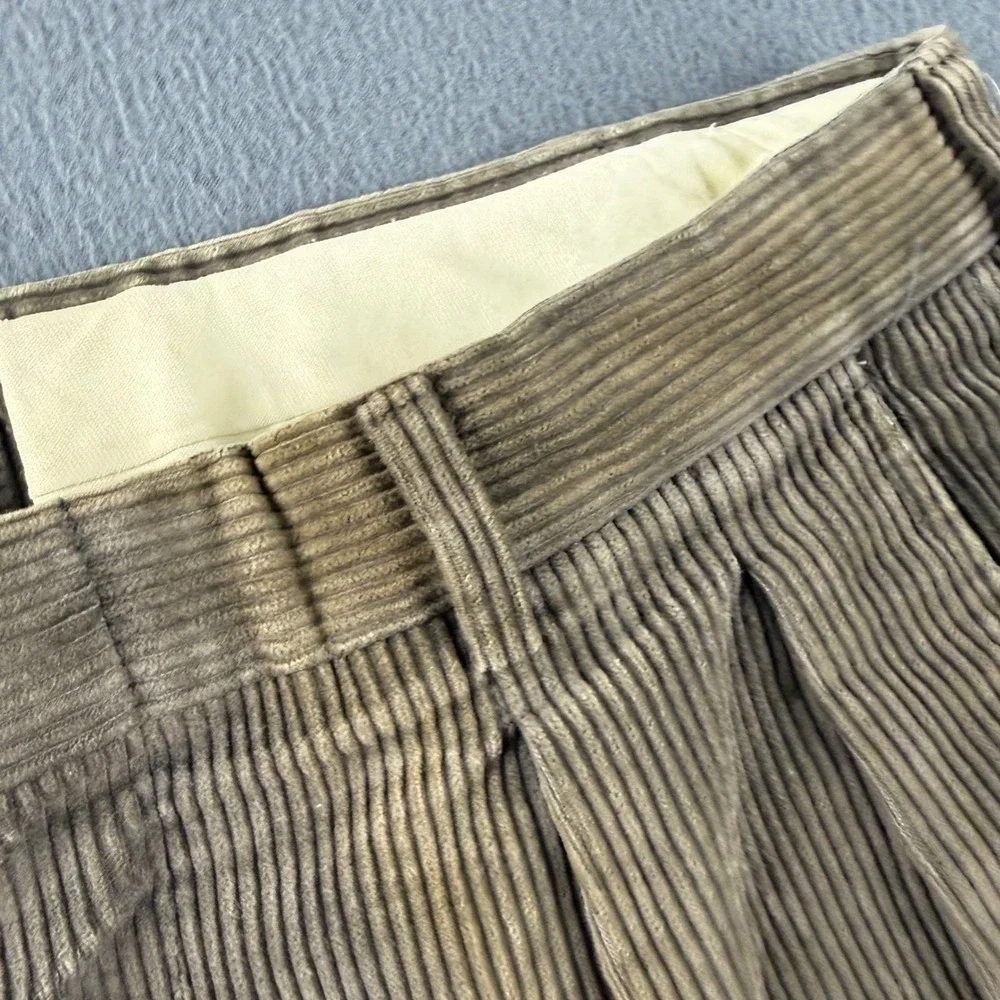 Vintage LL Bean Double Pleated Corduroy Pants Men's 33 (Fits 32x32) Brown Faded